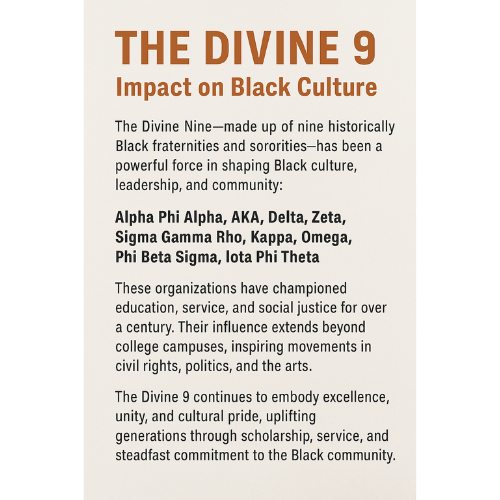 A thumbnail of a flier for The Divine 9: Impact on Black Culture