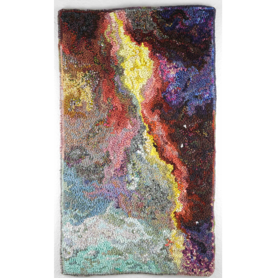 Textile art using multiple colors marbled together