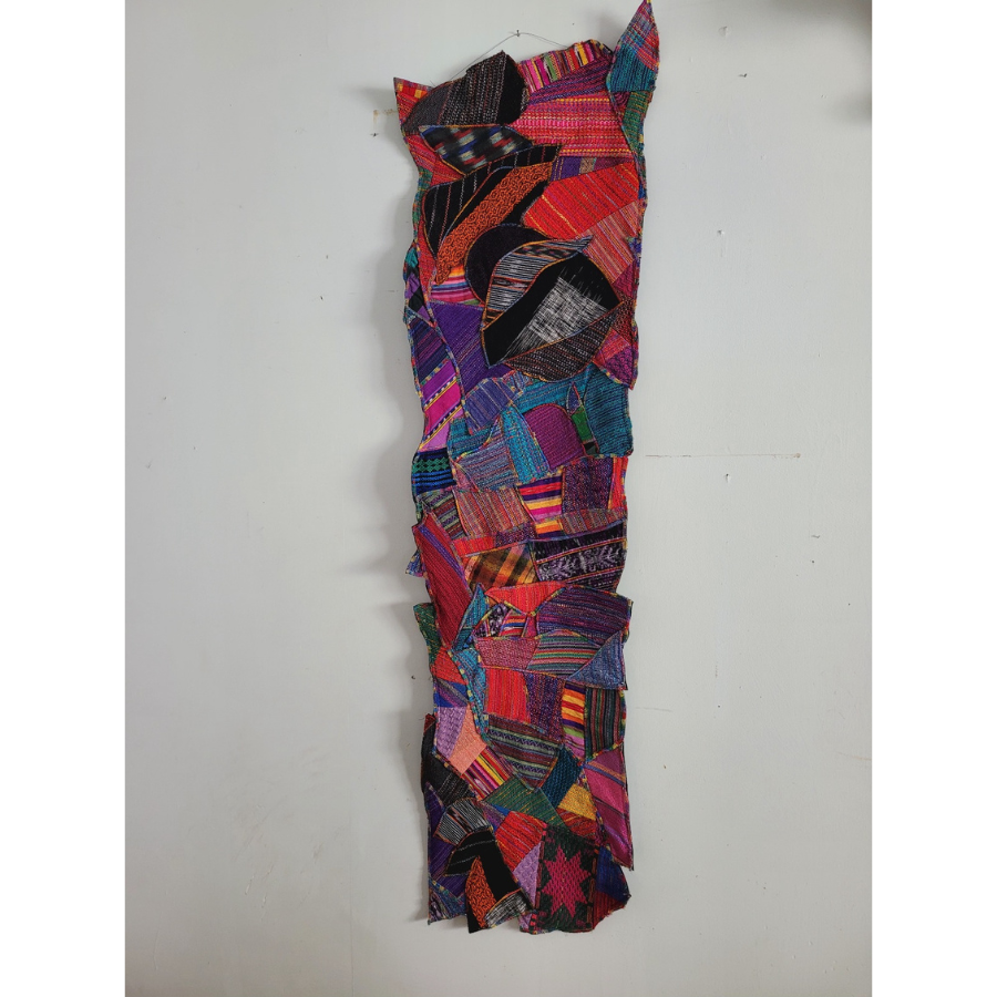 different shapes and color fabric sewn together