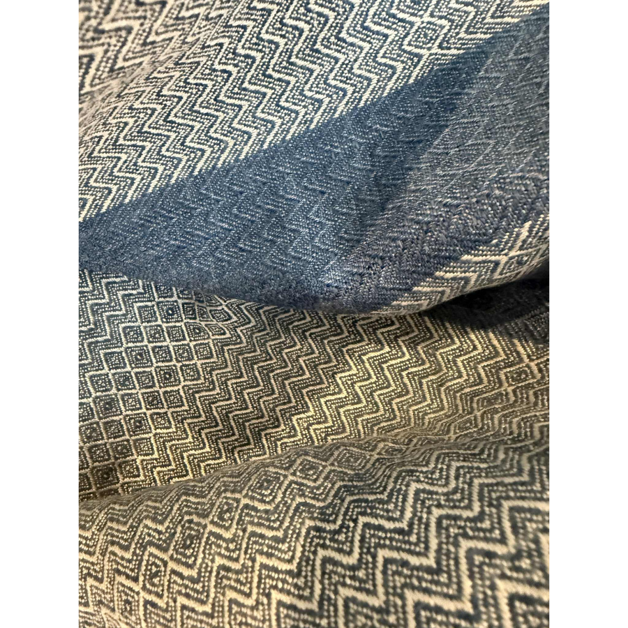 Close up of fabric in a tightly woven chevron pattern