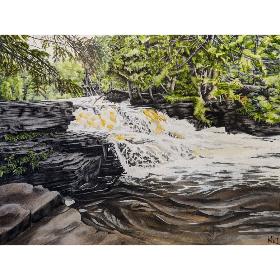 Landscape of a flowing waterfall